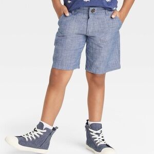 Boys' Chambray 'At the Knee' Chino Shorts - Cat & Jack | size 14 Husky #BoxA0005